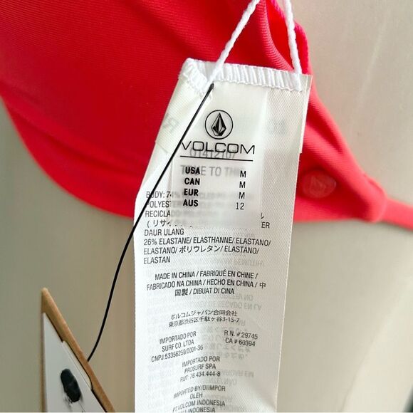 Volcom Simply Seamless Triangle True Red String Bikini Swim Top Size Medium - Picture 11 of 11
